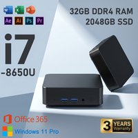 2026 New Intel Core i7 8650U Mini PC Windows 11 Pro Portable Silent Desktop Computer For Business Office Home Entertainment