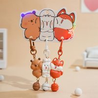 3 Pcs Set Charms Magnetic Magnetic Snap Keychain Resin Mini Keychain Sets Cartoon Animal Keychain Gift