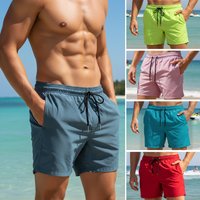 Four-sided elasticated sporty relaxed pure-color short pants four-pieced quick-drying surfing beach pants for men Beach Shorts