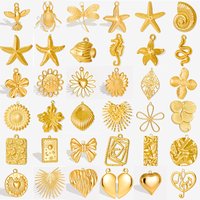 5Pcs/Lot Stainless Steel Sea Animal Starfish Cicada Shell Pendant Jewelry DIY Goth Sacred Heart Sunflower Heart подвеска Bulk
