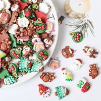 10/30Pcs Resin Kawaii Colorful Santa Trees Elk Snowman Gingerbread Man Flatback Stone Christmas Figurine Scrapbook DIY Crafts