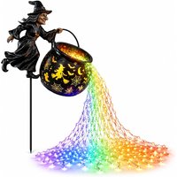 Magiczny Latający Kocioł Gnoma, Oświetlenie Ogrodowe LED, Dekoracje na Halloween na Zewnątrz, Fantazyjna Statua Gnoma, Ozdoba na Patio i Podwórko