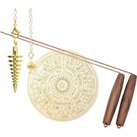 Copper Dowsing Rods Kit - Natural Walnut Wooden Handles Divining Rods with 1 Pendulos & 1 Divination Mat Outdoor Detection Tool