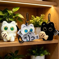 Cool Plush Black Cat Doll Toy Keychain Bag Pendant Charms Car Keyring Kawaii Accessories Gift for Women and Couples