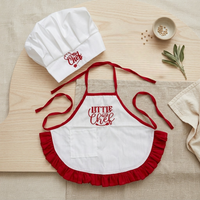 Newborn Photography Props Embroidery Lace Chef Outfit 2pcs Hat Apron Printed Baby Costume Shower Gift