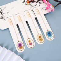 Rystal Embossed Dried Flower Bookmark Plant Specimen Creative Book Accessories Student Reading Mark Aesthetic Tassel Chain