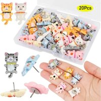 20Pcs Cute Resin Cat Push Pins Decorative Animal Thumb Tack Cork Board Thumbtack for Bulletin Board Photos Wall Office Supplies