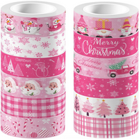 12 small roll/bag, pink cute Christmas and paper tape, small size, suitable for hand ledger office supplies decoration