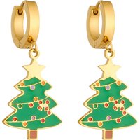 DIEYURO 316L Stainless Steel Elk Santa Claus Christmas Tree Earrings Girl Fashion New Christmas Day Ear Jewelry Lady Party Gift