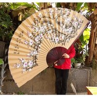 Wall Mount Decorative Fan Large Retro Classical Fan Oversized Paper Fan Spring Festival Living Room Hanging Fan Decoration Craft
