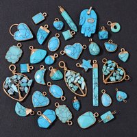 2pcs Natural Stone Blue Turquoises Pendant Cute Irregular Heart Water Drop Shape Beads Charms for Jewelry Making DIY Necklace