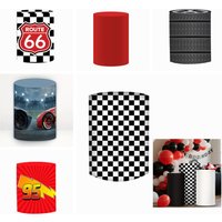 Racing Thema Jungen Geburtstag Party Dekoration Zylinder Abdeckung Schwarz Weiß Karierte Flagge Reifen Blitz Anordnung Foto Requisiten