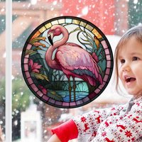 Flamingo Pattern Home Decoration Window Glass Electrostatic Stickers Static Cling Glass Sticker#42