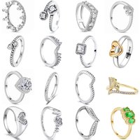 925 Sterling Silver Ring Set Heart Crown Square Stackable Rings Trendy Fashion Jewelry Gift for Her