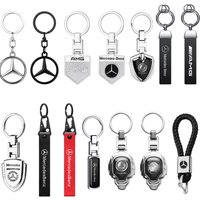 Metal/Leather Keychain Hand-Woven Key Rope Key Ring Key Holder Auto Valve Cap for Mercedes Benz AMG A B C E M R G S Class GLA GL