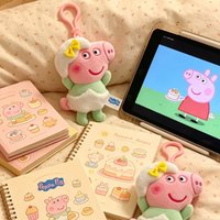 Genuine Authorized Peppa Pig Flat Baby Evie Series Plush Keychain, Cute Childlike Cartoon Bag Pendant, Practical Kids Backpack C