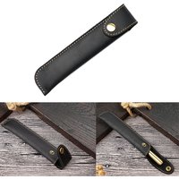 Vintage Handcrafted Leather Pen Case Pencilcase Protective Cover with Snap Closure Portable Office School Travel Supplies