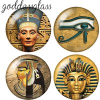 New Ancient Egypt Pharaoh Eye symbol 10pcs 12mm/18mm/20mm/25mm Round photo glass cabochon flat back Necklace Making findings