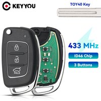 KEYYOU new 1pcs For Hyundai Accent Ix35 IX45 I30 Solaris Tucson I20 Santa Fe 433Mhz ID46 Chip Car Remote Flip Key Fob