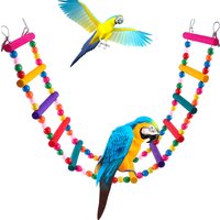 Multicolor Wood Hanging Climbing Ladder Toys 12 Step Ladders Colorful Bridge Swings for Birds Parrot Parakeet Cockatiel Budgie