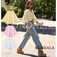 KONDALA Minimalist Casual Loose Shirt Women New 2026 Trendy Commute Wide Sleeves Shirt Spring Summer Fashion Holidays Lady Shirt