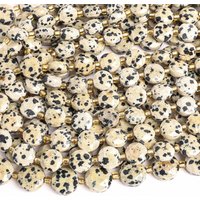 FACETED COIN DALMATIAN JASPER BEADS 8MM 10MM BEIGE BLACK LOOSE BEADS FOR DIY JEWELRY MAKING ENERGY CRYSTAL LUXURY HANDMADE GIFT