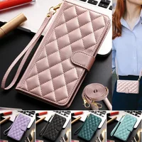 Long Lanyard Leather Wallet Card Phone Case for iPhone Air 17 16 15 14 Pro Max 16E 13 12 11 X XS XR SE 8 7 Plus Holder Cover