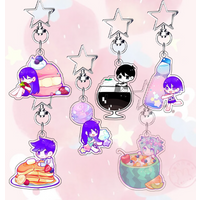 Keychain for Omori Aubrey Kel Hero Aubrey Sunny Mari Basil cartoons Backpack Decoration Pendant Cute Anime Merchandise Fan Gift