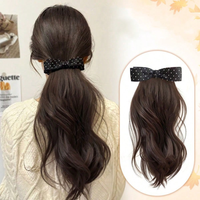 14Inch Loose Wave Synthetic Ponytail With Bownot Claw Clips Layered Fluffy Curly High Ponytail Hairpiece for Women Daily Use