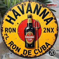 2D Flat-1pc Havana Style Cuban Rum Sign Vintage Metal Wall Plaque Vintage Havana Brand Art for Bars,Caves And Cuban Themed Decor