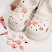 10PCS Romantic Cherry Blossoms Shoe Charms for Clogs DIY All-match Detachable Shoes Buckle Decoration Accessories Girls Gifts