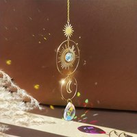 1pc Crystal Suncatcher Decorative Crafts AB Color Crystal Ball Moon Sun Pendant Crystal Garden Decoration