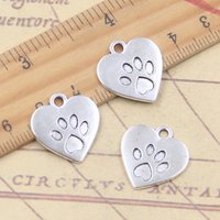 10pcs Charms Heart Dog Claw Cat Paw 19x18mm Antique Silver Color Pendants Making DIY Handmade Tibetan Finding Jewelry