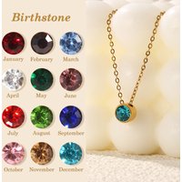 304 Stainless Steel Birthstone Necklace 18K Real Gold Plated Link Cable Chain Necklace For Women Jewelry Gift 45cm, 1 Piece