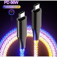 2M Fast Charging Data Cable 66W TYPE-C RGB Breathing Luminous Gradient Light Charger For iPhone15 Pro Huawei Samsung Data Cable