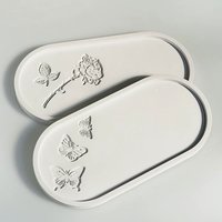 Carved Flower Oval Tray Silicone Mold DIY Concrete Cement Storage Dish Mould Jewelry Display Plate Gypsum Resin Casting Molds