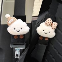 2pcs Universal Short Style Car Seat Belt Cover Cartoon Hat Cloud Shoulder Strap Harness Cushion Protector Auto Neck Support
