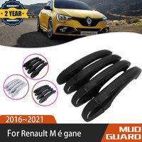 Car Black Luxurio Door Handle For Renault Megane IV MK4 2016~2021 2018 Door Handle Cover Car Accessorie Stickers Trim Set Chrome