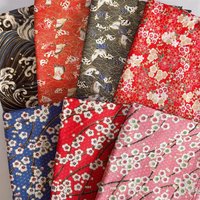 Japanese Style Kimono Bronzed Cotton Fabric Gilding Color Flower Print Cheongsam Cloth for Patchwork DIY Dress Handmade Material