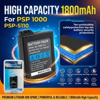 High Capacity 3.6V 1800mAh Lithium Ion Battery Spare Replacement Battery Compatible with PSP 1000 Game Controller Console