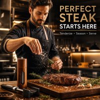 Adjustable Manual Pepper Grinder | Kitchen Seasoning Jar Meat Tenderizer Hammer for Household Kitchen, Double-sided Steak Mallet