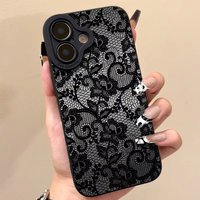 Detailed Lace Floral Pattern Phone Case For iPhone 17 Pro Max 16 Pro 15 14 13 Mini 12 11 Pro Max 16E 17Air XS XR Silicone Cover