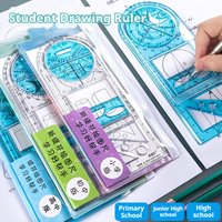 Multifunctional Geometric Function Ruler Mathematics Drawing Template Measuring Tool for Student Primary School Office Supplies