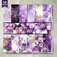 36 Sheets 6inch (Purple Flower Background) Clipping Thin Paper for Bullet Diary, Junk Magazine, Greeting Card Background