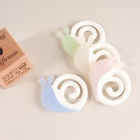 Cute Jelly Color Snail Baby Teether Food Grade Liquid Silicone Teething Toy BPA Free Soft Gum Massager for Newborn 0-12 Months