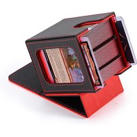 Card Storage Box With Display Window, Magnetic PU Leather Box, TCG Card Storage Box, Card Deck Box Fits 100 Double Sleeved Cards