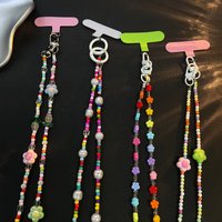 Spring Day Dopamine Mobile Phone Chain Color Bead Strap Hanging Chain Long Cross Carrying Camera Bag Back Carrying Chain