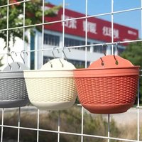 1 Pcs New Imitation Rattan Weaving Wall Hanging Flower Pot Semi-Circular Planter Basket Creative Garden Balcony Yard Decoration