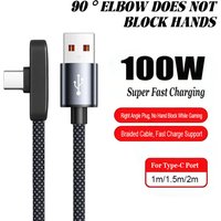 90° Elbow Data Cable 1 Pcs 100W USB to C Fast Charging PD USB C Super Charging Game Cable for Samsung S23 S22 Huawei Realme 2026