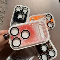 Orange Bling Glitter Dynamic Quicksand Sequins Camera Protect For iPhone 17 Pro Max Colorful HD Lens Anti-scratch Protector Film